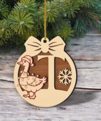Goose Letter T Christmas Ornament