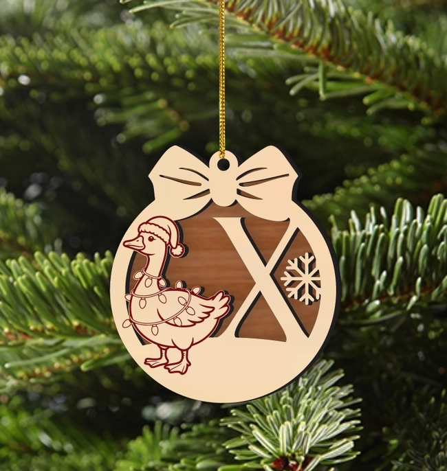 Goose Letter X Christmas Ornament