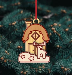 House And Reindeer Christmas Ornament