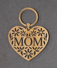 Mom Keychain With Heart And Flower