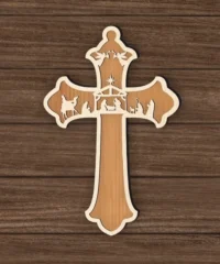 Nativity Cross Scripture Christmas Ornament
