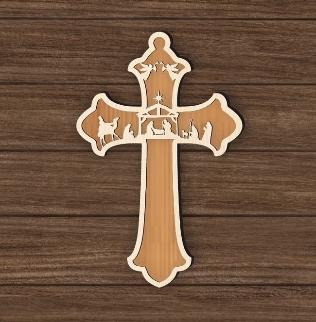 Nativity Cross Scripture Christmas Ornament