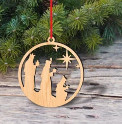 Nativity Scene Christmas Ornament With Three Wise Men