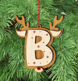 Reindeer Alphabet B Ornament
