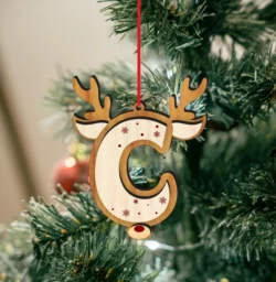 Reindeer Alphabet C Ornament