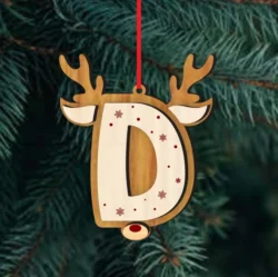 Reindeer Alphabet D Ornament
