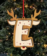 Reindeer Alphabet E Ornament