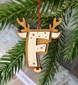 Reindeer Alphabet F Ornament