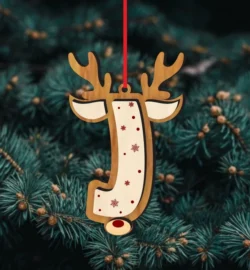 Reindeer Alphabet J Ornament