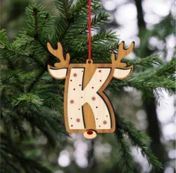 Reindeer Alphabet K Ornament