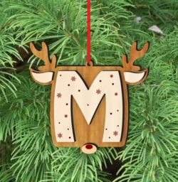 Reindeer Alphabet M Ornament