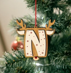 Reindeer Alphabet N Ornament