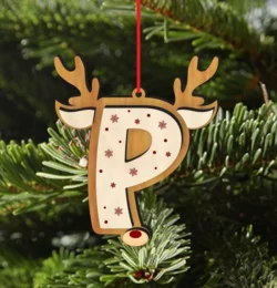 Reindeer Alphabet P Ornament