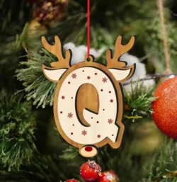 Reindeer Alphabet Q Ornament