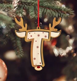Reindeer Alphabet T Ornament