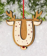 Reindeer Alphabet U Ornament