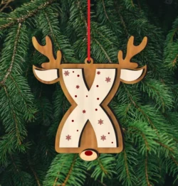 Reindeer Alphabet X Ornament