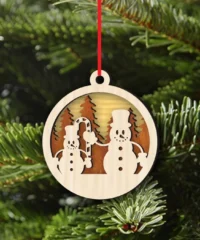 Snowman Christmas Ornament With Candy Cane