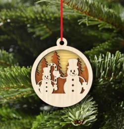 Snowman Christmas Ornament With Candy Cane