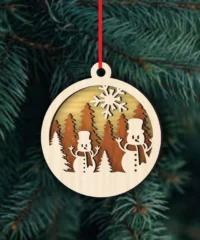 Snowman Christmas Ornament With Pine Tree