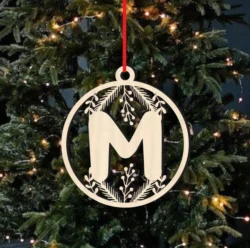 Alphabet M Christmas Ball Ornament