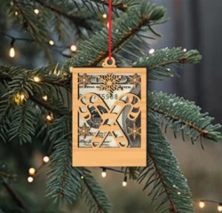 Christmas Cash Money Holder Ornament With Candy Cane And Snowflake