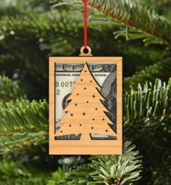 Christmas Cash Money Holder Ornament With Pine Tree
