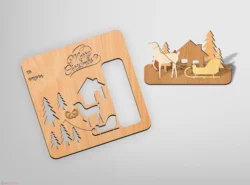 Christmas Gift Card With Reindeer Sleigh