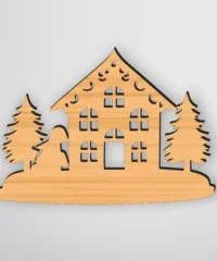 Christmas Scene With Tree And House