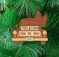 Christmas Truck Ornament With Pine Tree