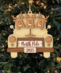 Christmas Truck Ornament With Reindeer