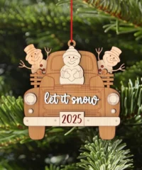 Christmas Truck Ornament With Snowman
