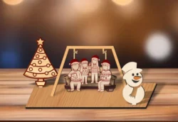 Family Swing Christmas Decoration With Tree And Snowman