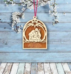 Nativity Scene Christmas Ornament With Child Jesus And Mary And JosephNativity Scene Christmas Ornament With Child Jesus And Mary And Joseph