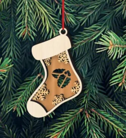 Socks Christmas Ornament With Holly