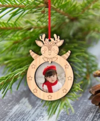 Reindeer Christmas Photo Frame Ornament
