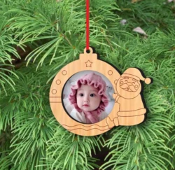 Santa And Ball Christmas Photo Frame Ornament