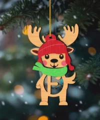 Deer Letter F Christmas Ornament