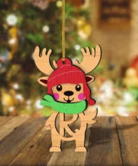 Deer Letter R Christmas Ornament